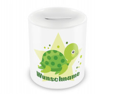 Kinder Spardose mit Namen und Schildkröte Sparschwein personalisierbar Baby