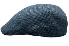 fiebig ® GATSBY FLATCAP SCHIRMMÜTZE WOLLMÜTZE WOLLE BLAU MELANGE DONEGAL TREND