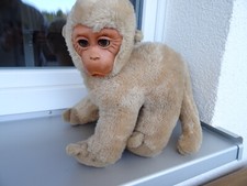 DDR Gummigesicht Affe Plüschtier, 35x33cm, tolle Erhaltung, Schlafaugen braun