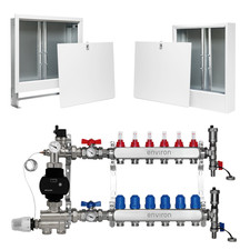Heizkreisverteiler mit Verteilerschrank + Festwert Pumpengruppe Fußbodenheizung
