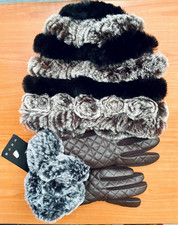 Damen Wintermütze & Handschuhe Kunstpelz Warme  Kosakenmütze Braun 💖 NEU