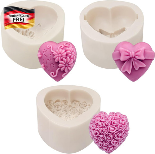 Silikonform herz blumen - herz,