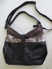 DAVID JONES Handtasche Umhänge-Tasche Leder-Imitat schwarz silber mauve /20