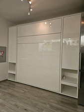 Schrankbett Weiß Hochglanz 160x200 Inkl Lattenrost Matratze und 2 Hochschränken