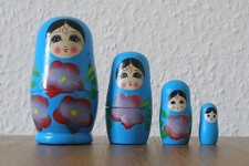 Matroschka, Babuschka! 4 Holz-Puppen. HANDGEMALT!BLAU! GESCHENKIDEE FÜR IHR KIND