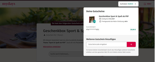 Geschenkbox mydays sport - mydays,