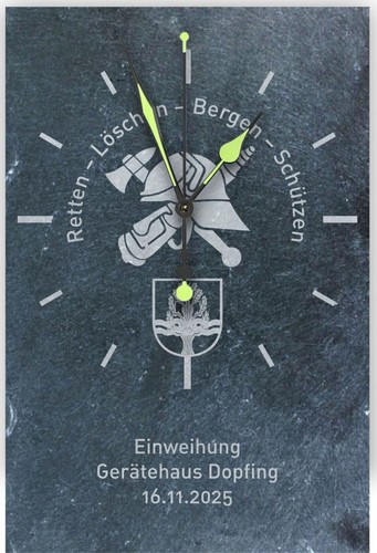 Feuerwehr wanduhr schiefer - feuerwehr,