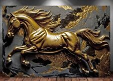 LEINWAND BILD ER XXL ABSTRAKT PFERD MUSTANG SCHWARZ GOLD GRAU WAND POSTER P1176