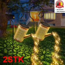 2stk Solarleuchte LED Gießkanne Licht Deko-Kanne Wasserfall Lampe Garten Außen
