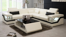 Ecksofa aus Leder mit USB