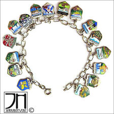 Altes Bettel Armband 800 Silber Wappen Anhänger Emaille enamel charms
