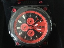 HERRENARMBAND UHR  DB DE LOREAN EDELSTAHL SCHWARZ GEHÄUSE LEDERARMBAND LIMITIERT