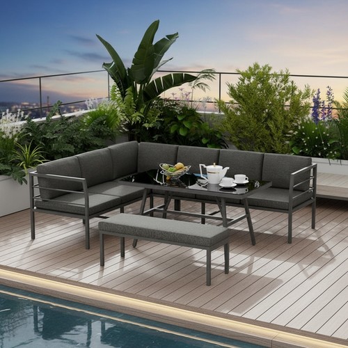 Essgruppe aluminium lounge - aluminium,