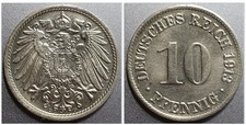 Kaiserreich 10 Pfennig Stück 1913 D Deutsches Reich Reichsadler alte Münze