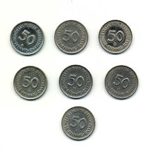 Geld-Münze 6x 50 Pfennig, im Umlauf gewesen