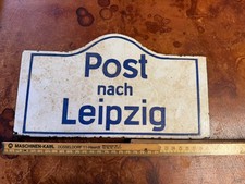 Emailleschild Bahn-Post-Schild - Emaille - Post nach Leipzig / Post nach ...