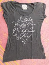 H&M T-Shirt Damen Oberteil Shirt Gr. M, Grau/Creme , 100% Baumwolle