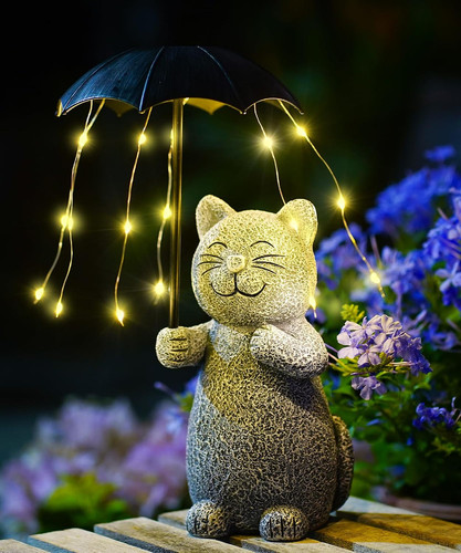 Katzenfigur mit solar led - mit,