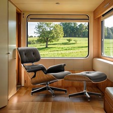 EAM Lounge Chair mit Ottomane PU Leder Lounge Sessel Armstuhl Wohnzimme Sofa