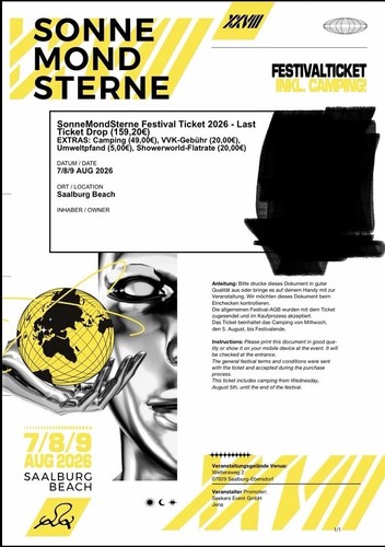 Ticket sonne mond sterne - 1x,