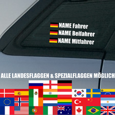 3x Autoaufkleber NAME + FLAGGE