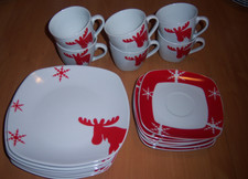 18 tlg. Kaffeeservice mit Elchmotiv von Crea Table