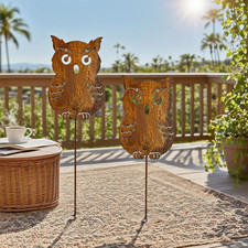 2 Stück Gartendeko Rost, Eule