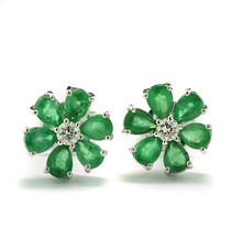 Smaragd Brillant Ohrstecker 1,66 ct 750 Weißgold Wert 2.900 Euro Neu