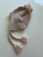 Pusiblu Strick Mütze mit Bommel Gr. 52/53 rosa Wintermütze mit Vlies wie NEU