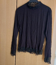 Laura Torelli Damenshirt mit Spitze schwarz Gr. S