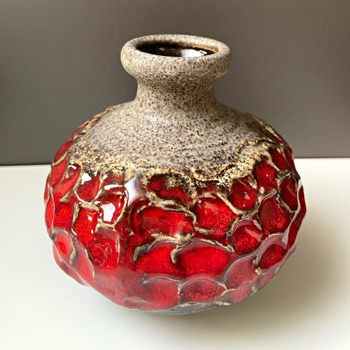Keramikvase rot grau - keramikvase, rot/grau