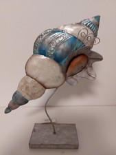 Metall Muschel Maritim Höhe 31 cm mit Perlmutt