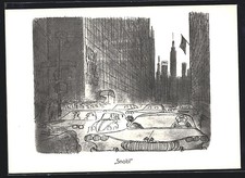 AK New York, Mann in VW-Käfer wird von einer Dame als Snob bezeichnet, Karikatu 