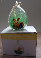 Osterei, Glas, Osterhasen, zum Aufhängen,H: 9cm, Durchm.: 6,5cm, OV, Top Zustand