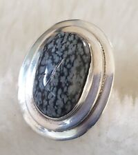 Opulenter Vintage Schneeflocken-Obsidian Ring aus 925er Silber 55 (17,5 mm Ø)