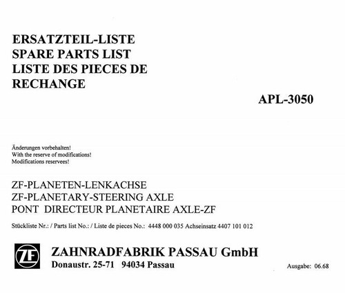Ersatzteilliste allradachse - ersatzteilliste,