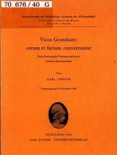 Vicos Grundsatz: verum et factum convertuntur; Seine theologische Prämisse und d