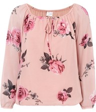 Bluse mit Tunnelzug Gr. 50 Rosa Geblümt Damenbluse Top Shirt Tunika Oberteil Neu