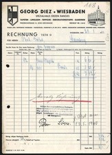 Rechnung Wiesbaden 1940, Georg Diez, Tapeten, Linoleum, Teppiche u.ä., Geschäft 