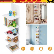 Matt Weißes Wandregal Schmal Bücherregal 5 Trennfächer Wandmontiert Aufbewahrung