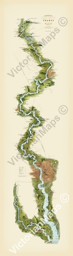 Antike karte fluss themse - karte,