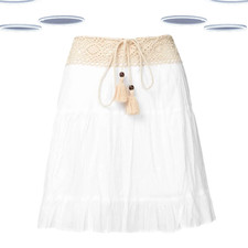 Ex Joe Browns Damen Häkeldetail Stufen Strand Minirock in Weiß