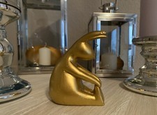 Osterdeko Yoga Hase Oster Deko Osterhase Osterfigur Gold 14x12 Sylt Luxus NP 29€