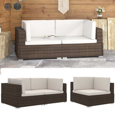 Ecksofa 2Stk.Poly Rattan