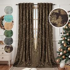 2er Luxus Goldfolie Samtvorhang Kräuselband Thermogardine Wohnzimmer Dekoschal