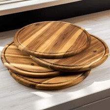 Holzteller SET Akazie Fleischteller Vesperteller Schneidebrett Brotzeit 25-30 cm