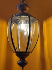 Vintage Pendelleuchte Messing / geschliffenes Glas, Eingangsbereich