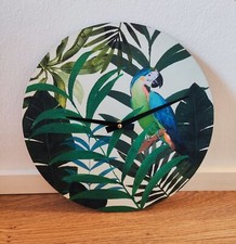Deko Wanduhr Wanddeko Dekoration Jungle tropisch Papagei Pflanzen ca. 34 cm