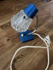 Retro Nachttischlampe 60er 70er Blau mit Glasschirm - funktioniert! Vintage!