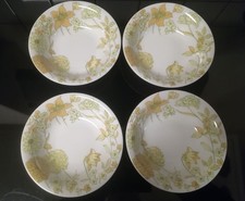 4 Schalen Porzellan Weiss Gelb Ocker Blumen Heinrich Selb